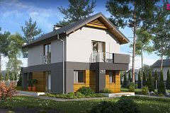 Двухэтажный дом с современными элементами для узкого участка.