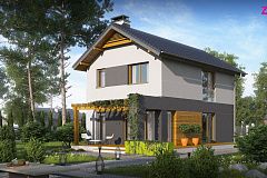 Двухэтажный дом с современными элементами для узкого участка.