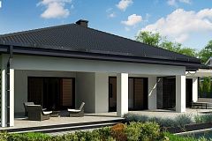 Одноэтажный дом с просторной гостиной и открытой кухней