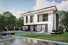 Современный двухэтажный дом с гаражом на две машины