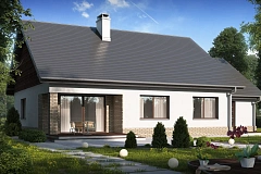 Проект традиционного одноэтажного дома с возможностью обустройства мансарды.