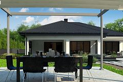 Одноэтажный дом с просторной гостиной и открытой кухней