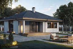 Одноэтажный дом с 3мя спальнями и террасой.