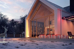 Современный мансардный дом с гаражом на две машины