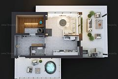 Современная баня с плоской кровлей