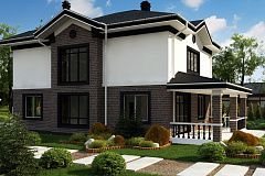 Проект комфортабельного двухуровневого коттеджа в классическом стиле.