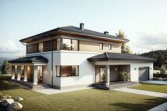 Двухэтажный дом с гаражом и четырьмя спальнями.