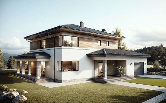 Двухэтажный дом с гаражом и четырьмя спальнями.