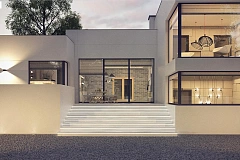 Современный проект с уникальным дизайном, оштукатуренным фасадом и гаражом