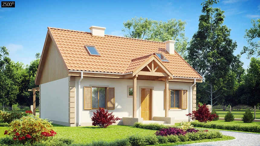 Уютный мансардный дом с дополнительной спальней на первом этаже.