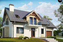 Версия мансардного дома Z263 с увеличением гаража