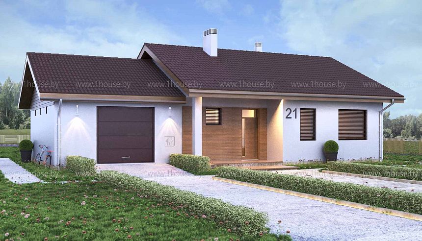 Одноэтажный дом с просторным гаражом.
