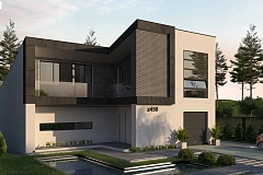 Проект современного двухэтажного дома с оригинальным экстерьером и гаражом на один автомобиль.