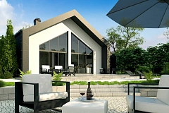 Проект современного дома с нетипичной планировкой и привлекательным дизайном экстерьера.