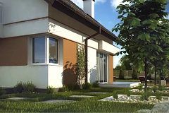 Элегантный дом с мансардой, с кухней со стороны сада и эркером в обеденной зоне.