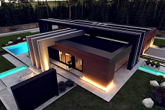 Современный дом с одноуровневой планировкой для большой семьи