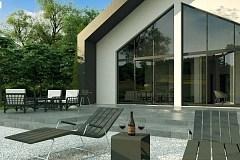 Проект современного дома с нетипичной планировкой и привлекательным дизайном экстерьера.