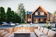 Современный мансардный дом с оригинальной отделкой для большой семьи