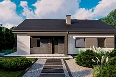 Классический одноэтажный дом с двускатной крышей