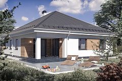 Одноэтажный дом с 4 комнатами.