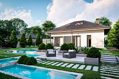 Дом с мансардой, четыре комнаты и гараж