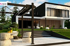 Проект просторного двухуровневого дома с оригинальным современным экстерьером.