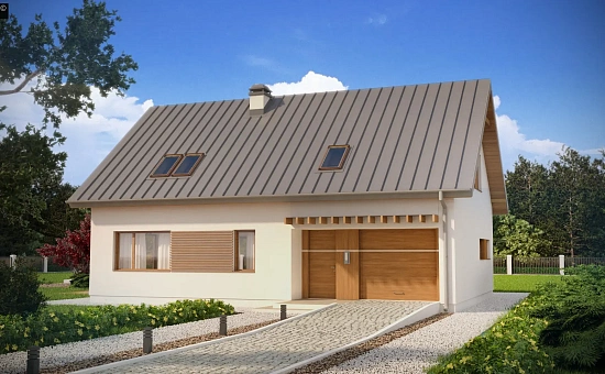 Аккуратный дом простой традиционной формы с гаражом и дополнительной спальней на первом этаже.