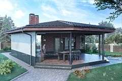 Проект бани с просторной террасой.