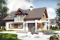 Проект функционального уютного дома с мансардными окнами и оригинальной отделкой&nbsp;&nbsp;фасадов.