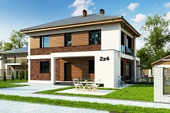 Двухэтажный коттедж с уютной террасой и балконом