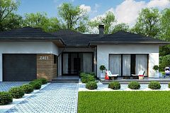 Проект комфортного одноэтажного дома в европейском стиле.