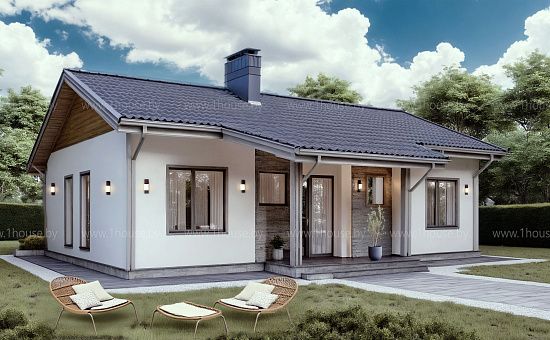 Компактный одноэтажный дом на 2 спальни.