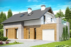 Удобный функциональный дом с террасой над гаражом, с современными элементами архитектуры.