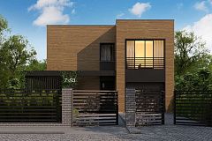 Проект современного двухэтажного дома с вторым светом и большой площадью остекления.