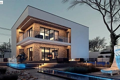 Современный двухэтажный дом с плитами перекрытия