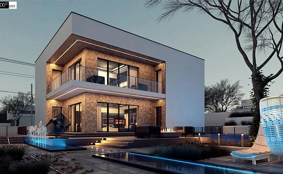 Современный двухэтажный дом с плитами перекрытия