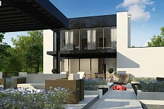 Проект современного односемейного дома с гаражом на одну машину.