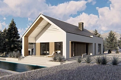 Современный проект с двускатной крышей