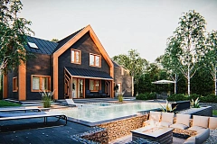 Современный мансардный дом с оригинальной отделкой для большой семьи