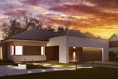 Комфортный элегантный дом с тремя спальнями и выступающим фронтальным гаражом.