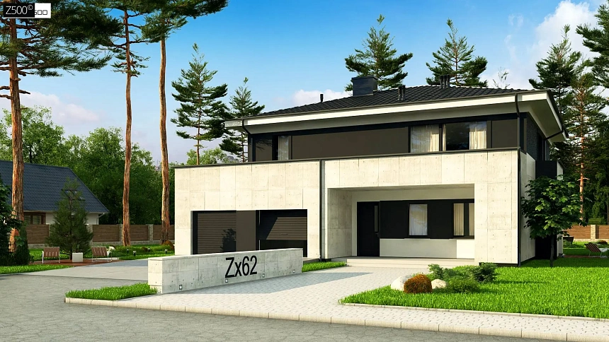 Проект просторного современного коттеджа с 5 спальнями.