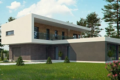 Стильный современный коттедж с плоской кровлей