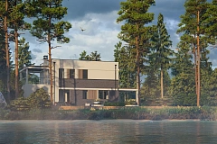 Вариант двухэтажного проекта дома Zx63B+ с плоской кровлей