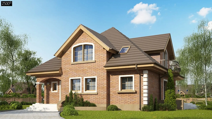 Версия проекта Z18 c кирпичной облицовкой фасадов.