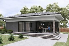 Баня с террасой и купелью. 