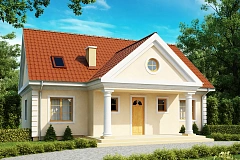 Аккуратный дом с мансардой и дополнительной спальней на первом этаже.