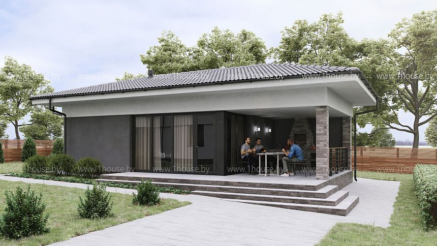 Баня с террасой и купелью. 