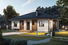 Одноэтажный дом с 3мя спальнями и террасой.