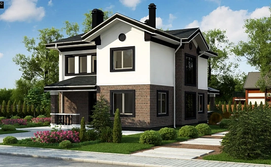 Проект комфортабельного двухуровневого коттеджа в классическом стиле.