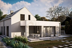 Дом с мансардой, двускатной крышей, гараж на две машины